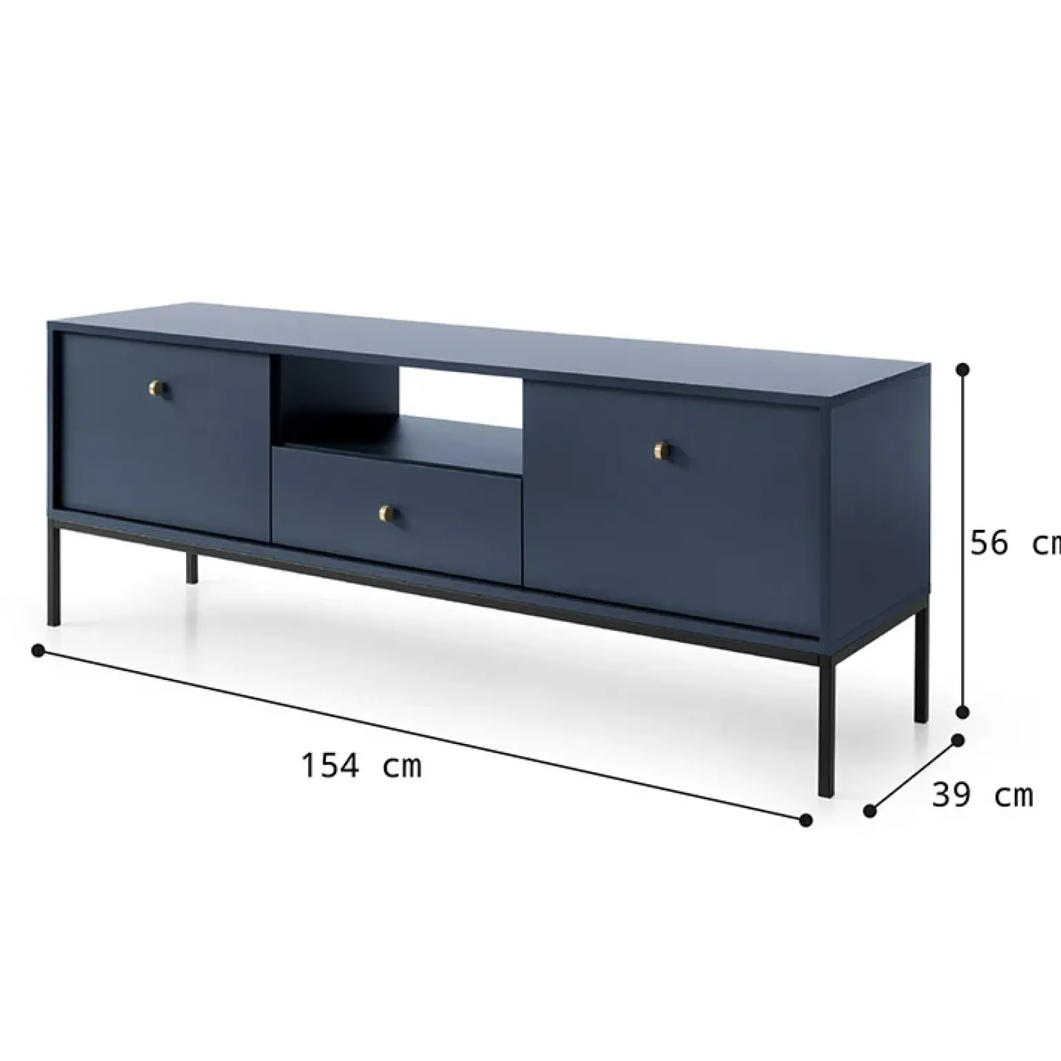 Mobile porta TV 154x56h cm 2 ante con cassetto moderno blu notte Glory