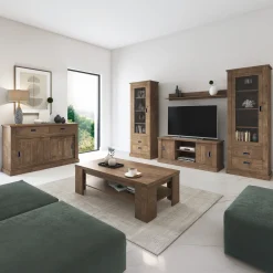 Mobile porta TV 145x60h cm 2 ante 2 vani a giorno noce nero Islen