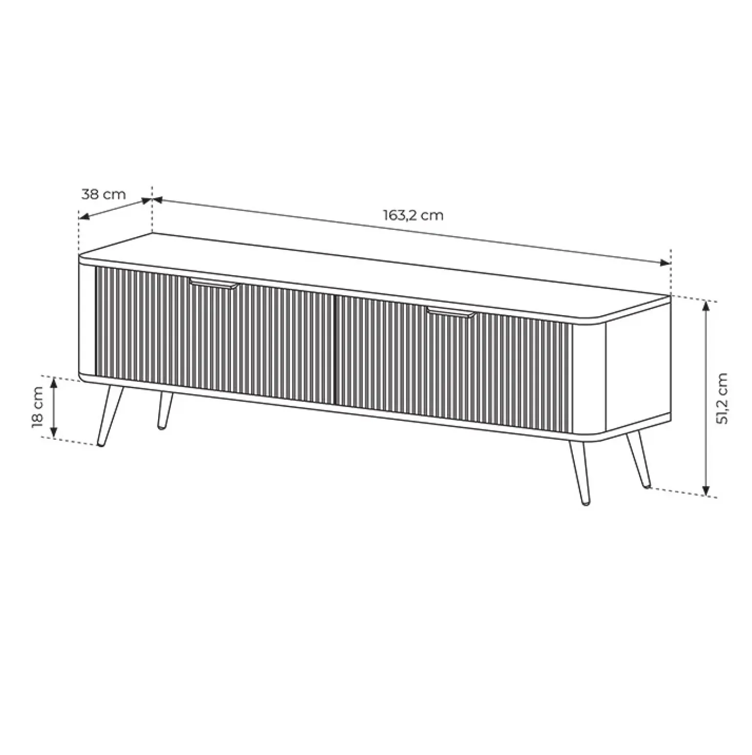 Mobile porta TV 163x51h cm 2 ante beige cannettato Ramis