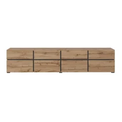 Mobile porta TV 225x48h cm 4 ante a ribalta 4 cassetti moderno rovere nero Lolla