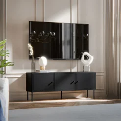 Mobile porta TV 151x60h cm 3 ante nero opaco Stark