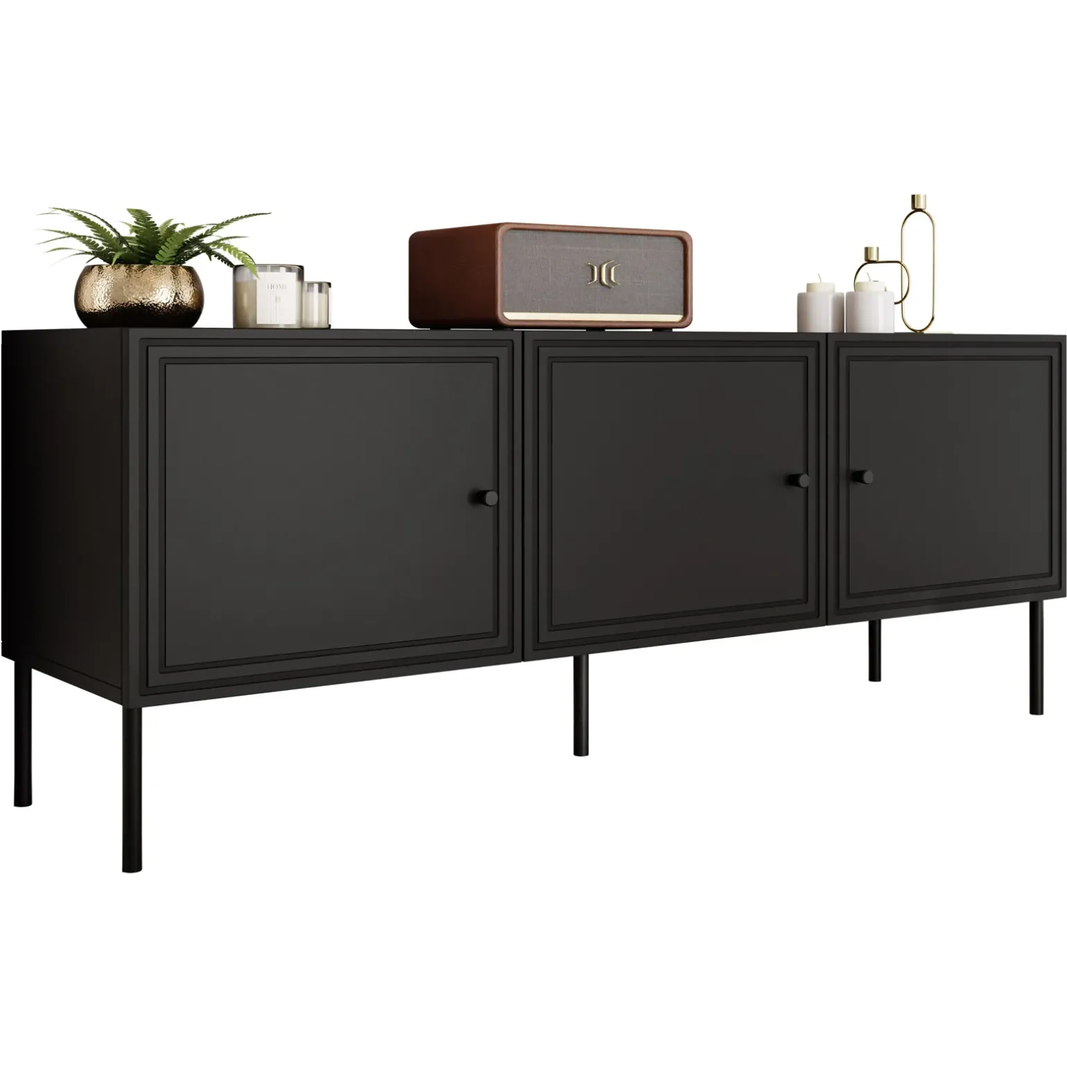 Mobile porta TV 151x60h cm 3 ante nero opaco Stark