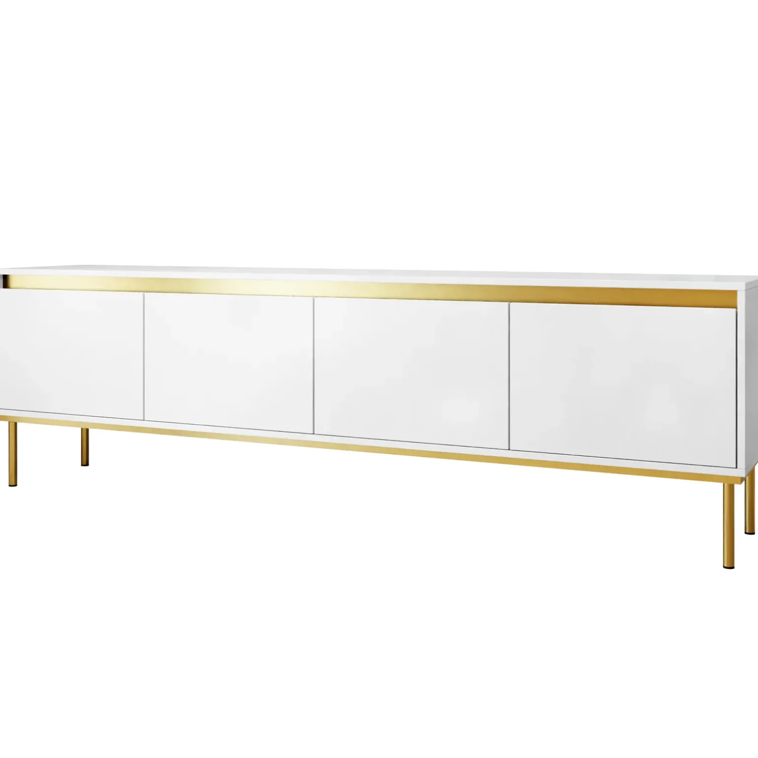 Mobile porta TV 200x60h cm 4 ante bianco oro Praga