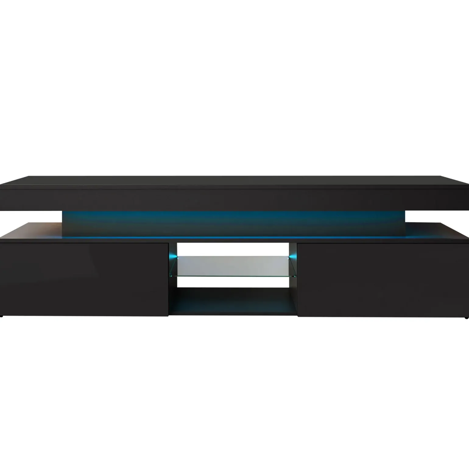 Mobile porta TV 190x54h cm 2 ante con LED nero Lumus