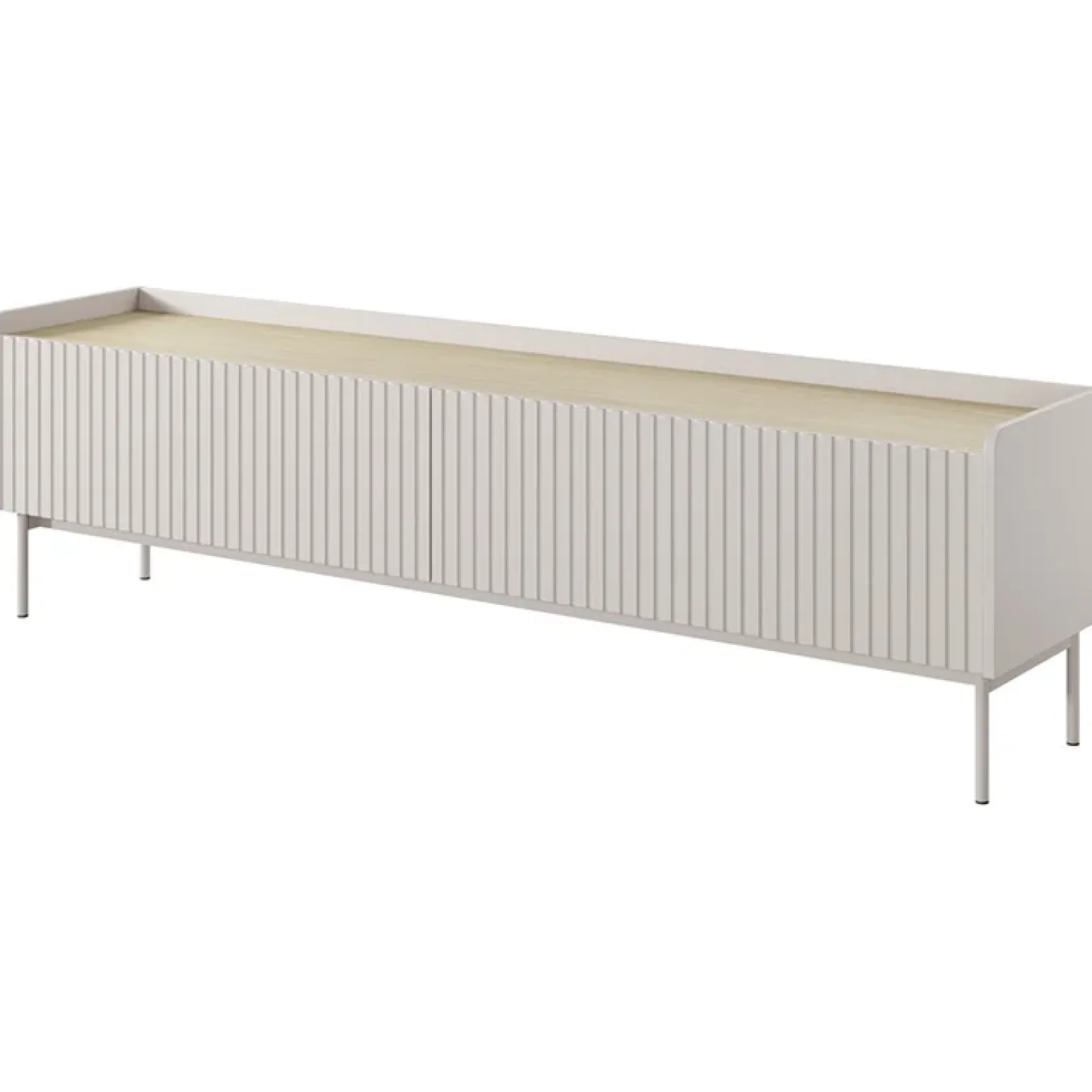 Mobile porta TV 153x50h cm 2 ante beige cannettato rovere Fioca