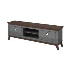 Mobile porta TV 196x63h cm 2 cassetti antracite lucido rovere scuro Umag