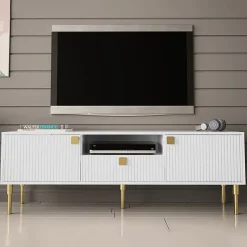 Mobile porta TV 160x54h cm 1 cassetto 1 vano a giorno bianco Falun