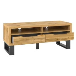 Mobile porta TV 124x50h cm 2 cassetti quercia metallo nero Petra