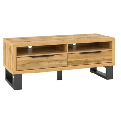 Mobile porta TV 124x50h cm 2 cassetti quercia metallo nero Petra