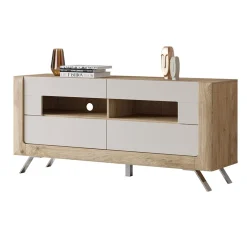 Mobile porta TV 160x74h cm 2 cassetti rovere tortora lucido Jumbo