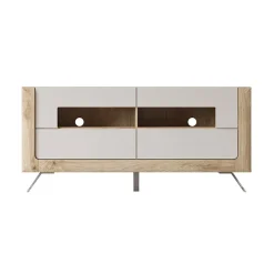 Mobile porta TV 160x74h cm 2 cassetti rovere tortora lucido Jumbo