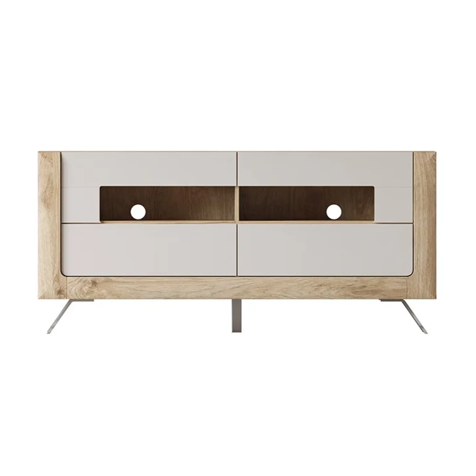 Mobile porta TV 160x74h cm 2 cassetti rovere tortora lucido Jumbo