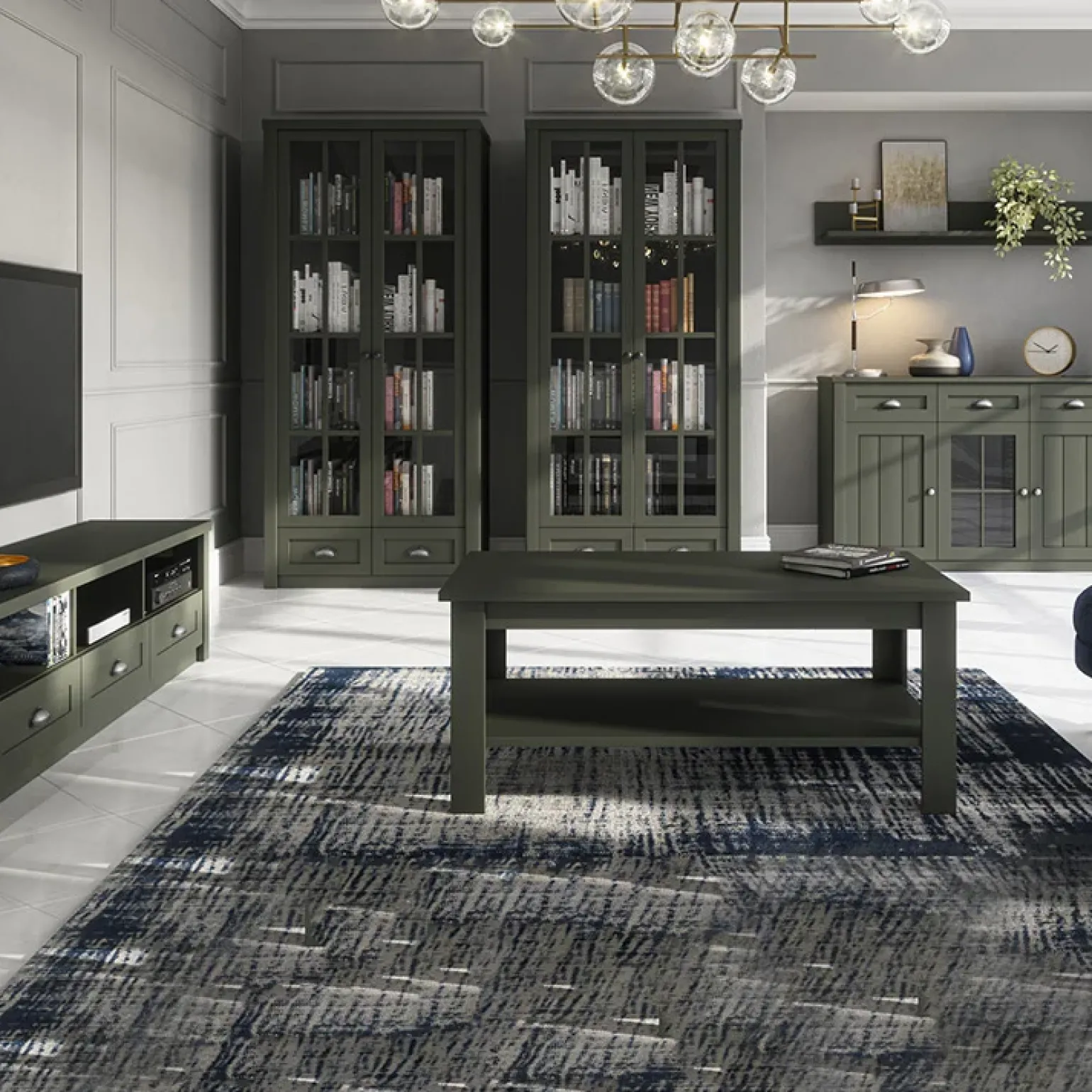 Mobile porta TV 158x49h cm 3 cassetti verde Provenza