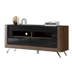 Mobile porta TV 160x74h cm 2 cassetti noce nero lucido Jumbo