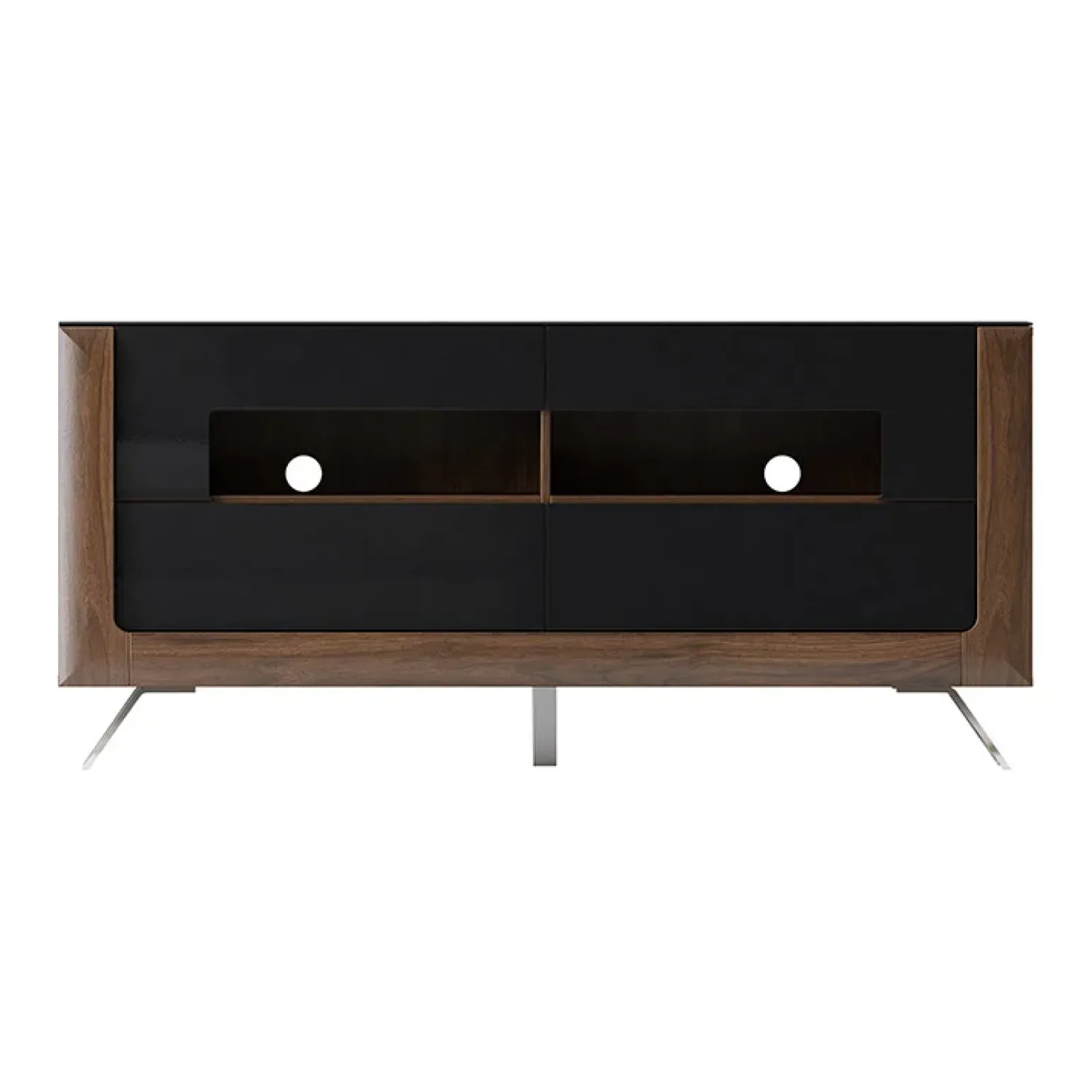Mobile porta TV 160x74h cm 2 cassetti noce nero lucido Jumbo