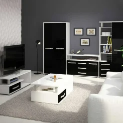 Mobile porta TV 118x43h cm 1 cassetto biaco opaco nero lucido Eddy