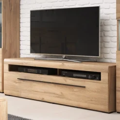 Mobile porta TV 160x52h cm 1 cassetto rovere nero Maiorca