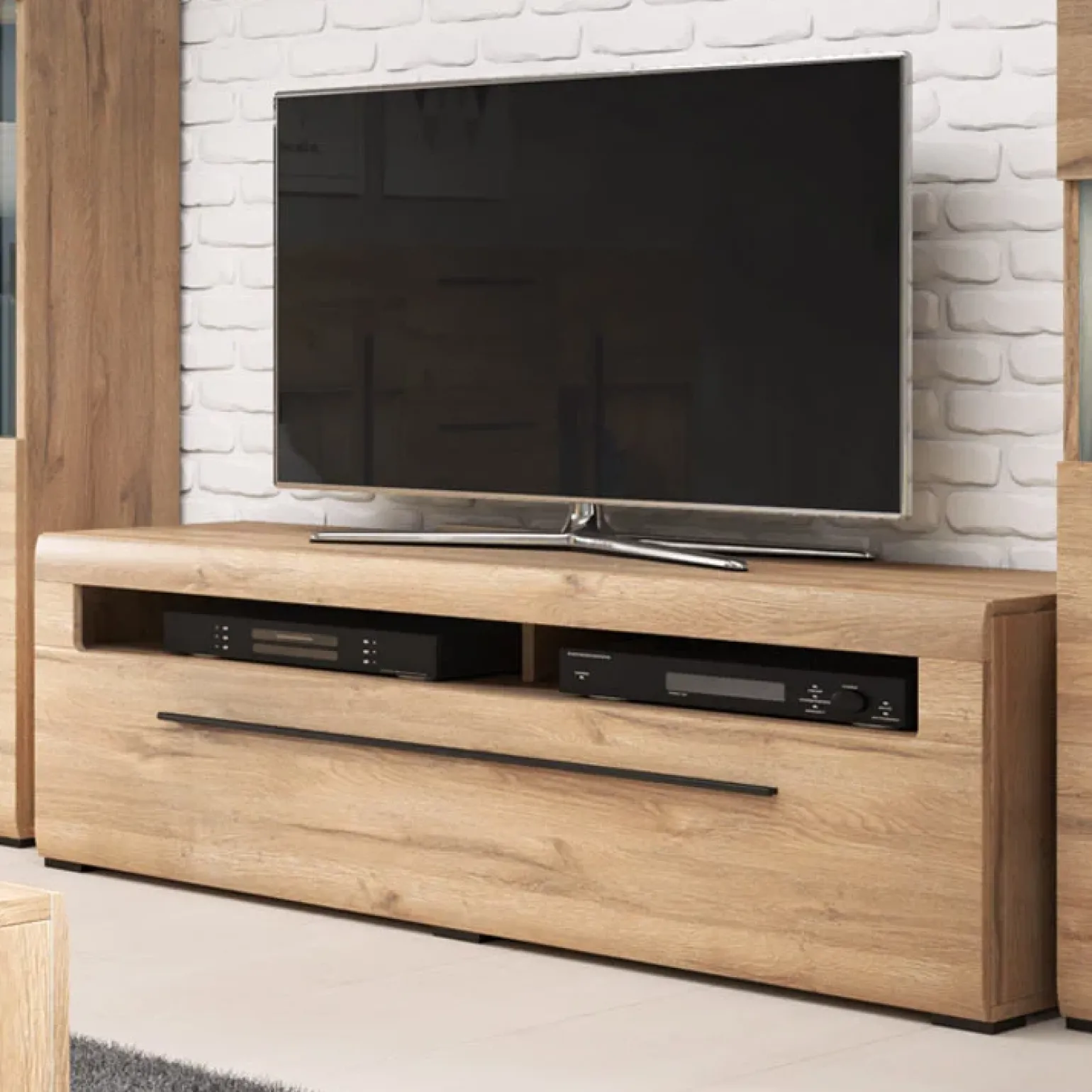 Mobile porta TV 160x52h cm 1 cassetto rovere nero Maiorca