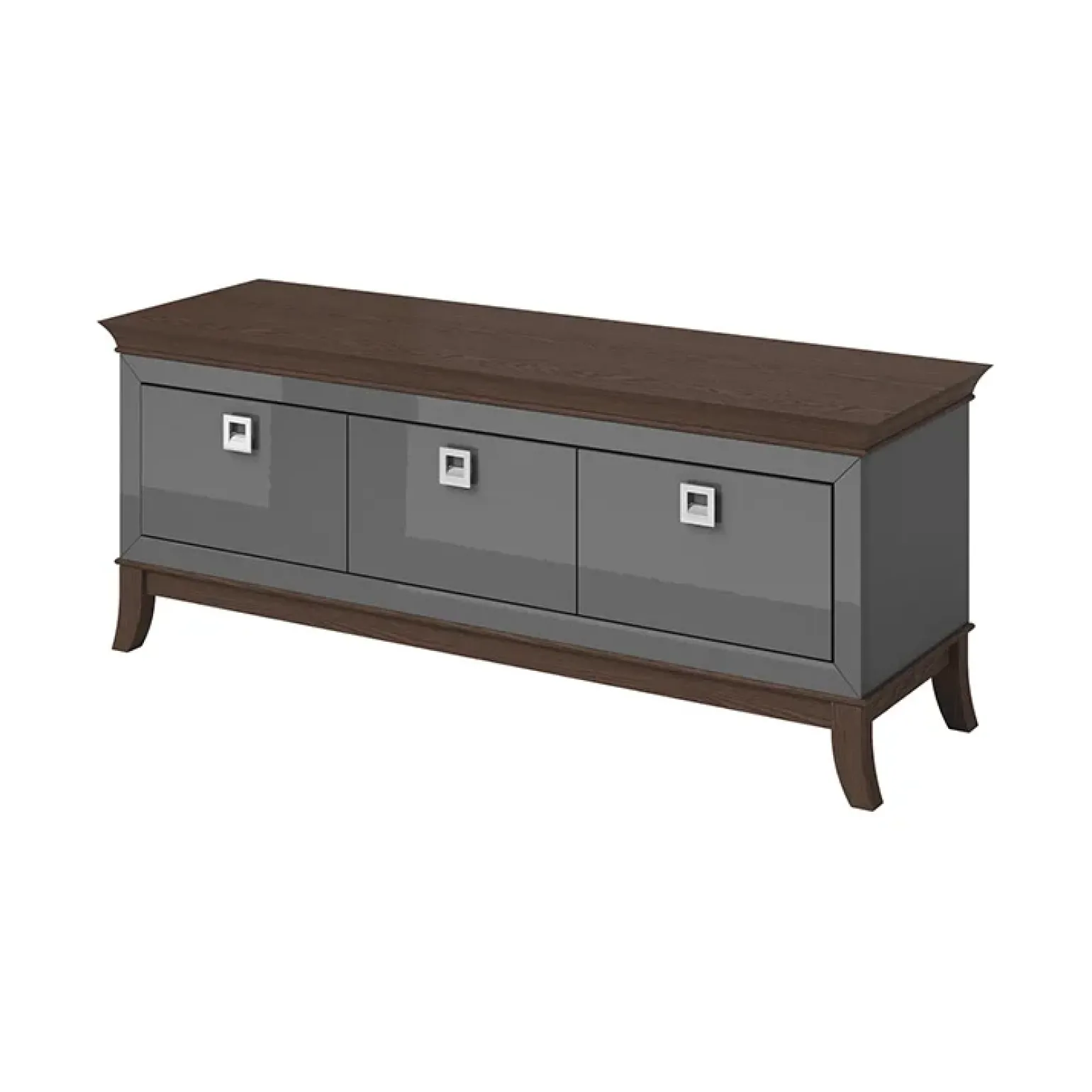 Mobile porta TV 160x63h cm 3 cassetti moderno antracite lucido rovere scuro Umag