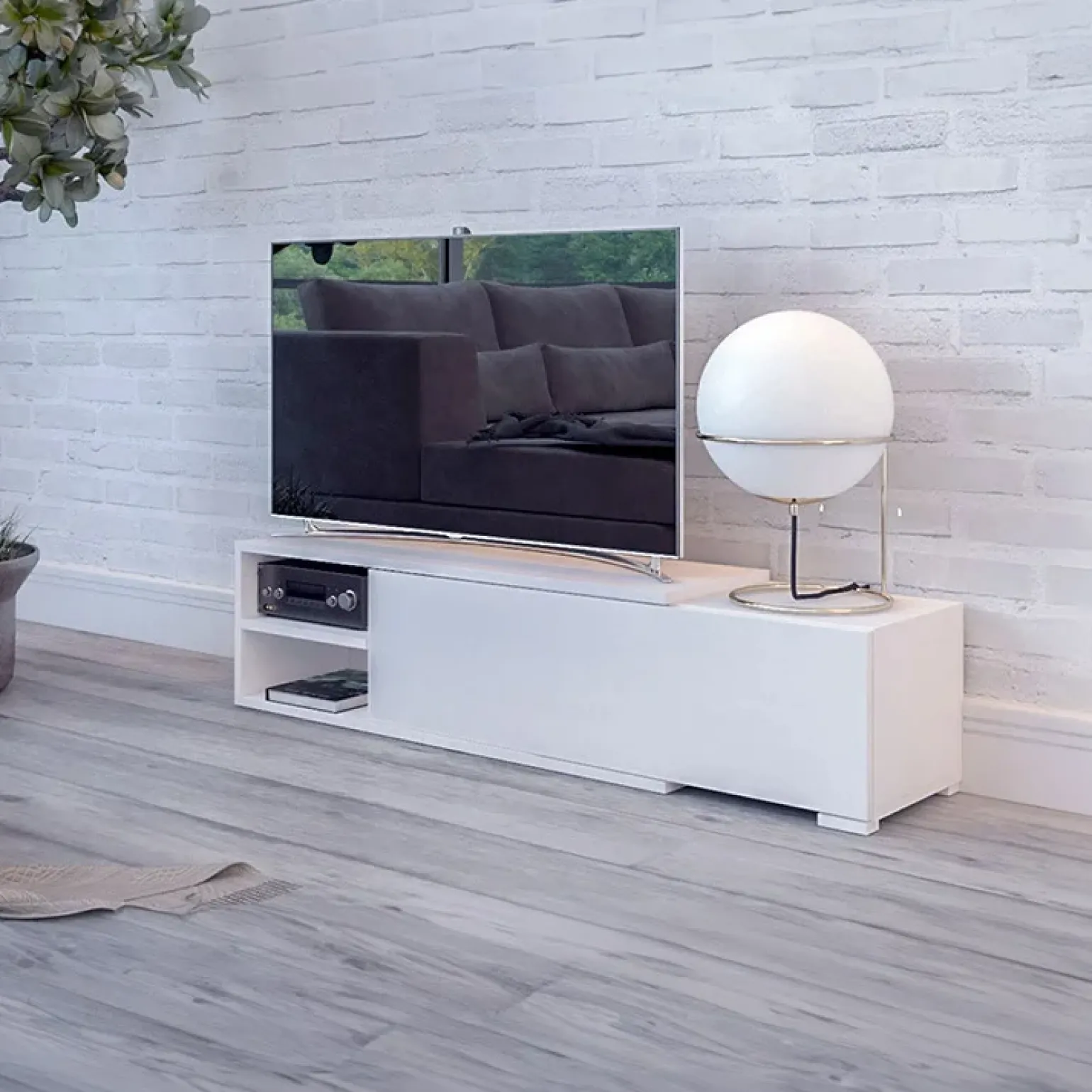 Mobile porta TV 137/180x40h cm allungabile moderno bianco Pepita
