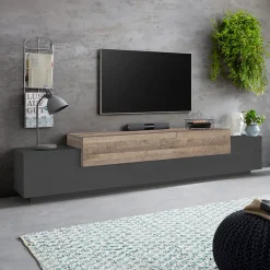Mobile porta TV 240x52h cm antracite rovere Milos Gihome®