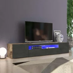 Mobile porta TV 200x37h cm antracite pero Light Big Gihome®