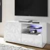 Mobile porta TV 122x57h cm1 anta 1 cassetto  bianco lucido con serigrafia Marvis