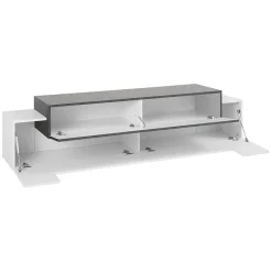 Mobile porta TV 200x52h cm bianco lucido antracite Milos Gihome®