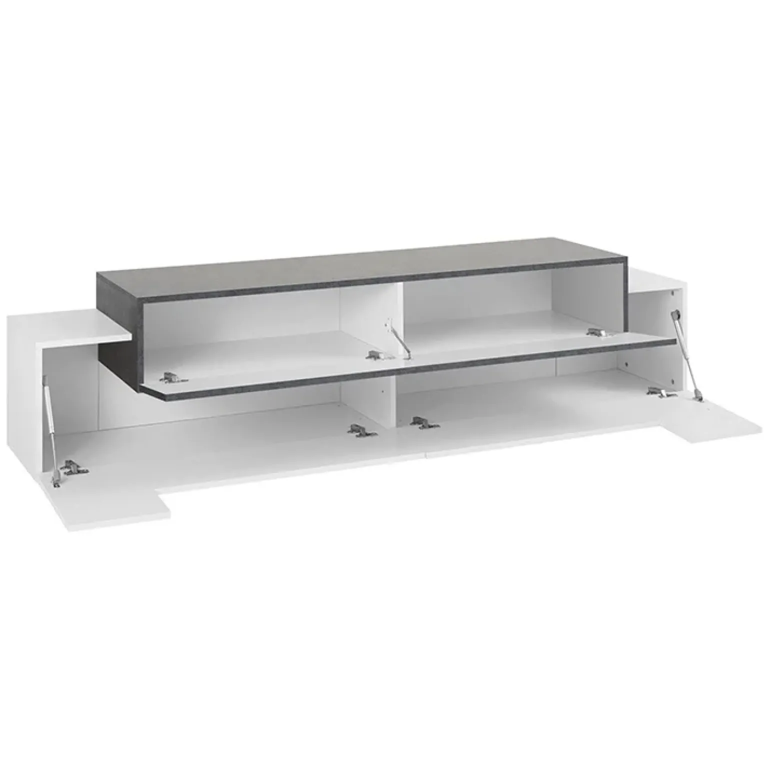 Mobile porta TV 200x52h cm bianco lucido antracite Milos Gihome®
