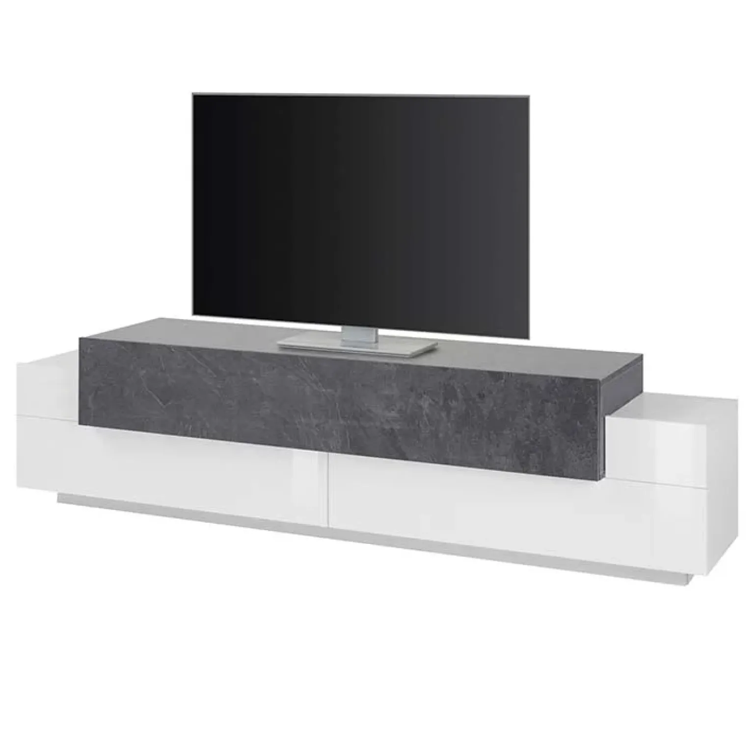 Mobile porta TV 200x52h cm bianco lucido antracite Milos Gihome®