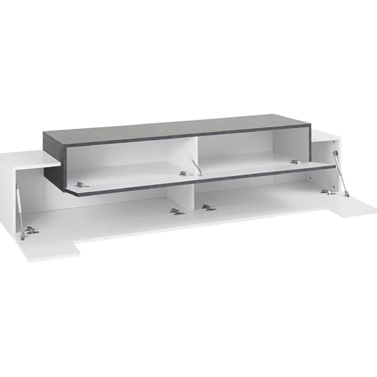 Mobile porta TV 200x52h cm bianco lucido antracite Milos Gihome®