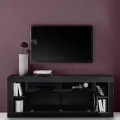 Mobile porta TV 172x66h cm con ribalta nero frassinato Trilogy