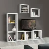 Mobile porta tv 175x132h cm con libreria bianco frassinato Kubic 02