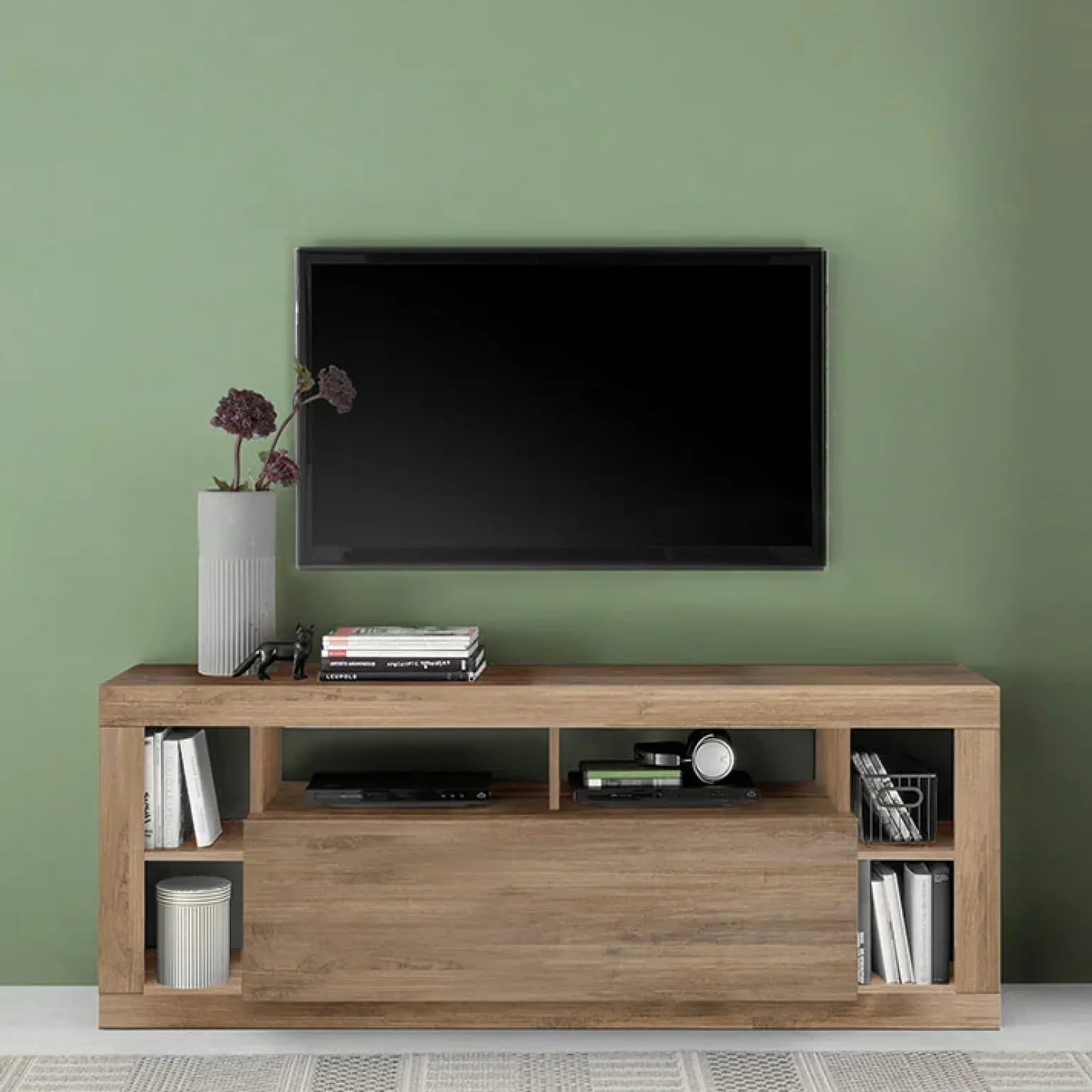 Mobile porta TV 172x66h cm con ribalta rovere scuro Trilogy
