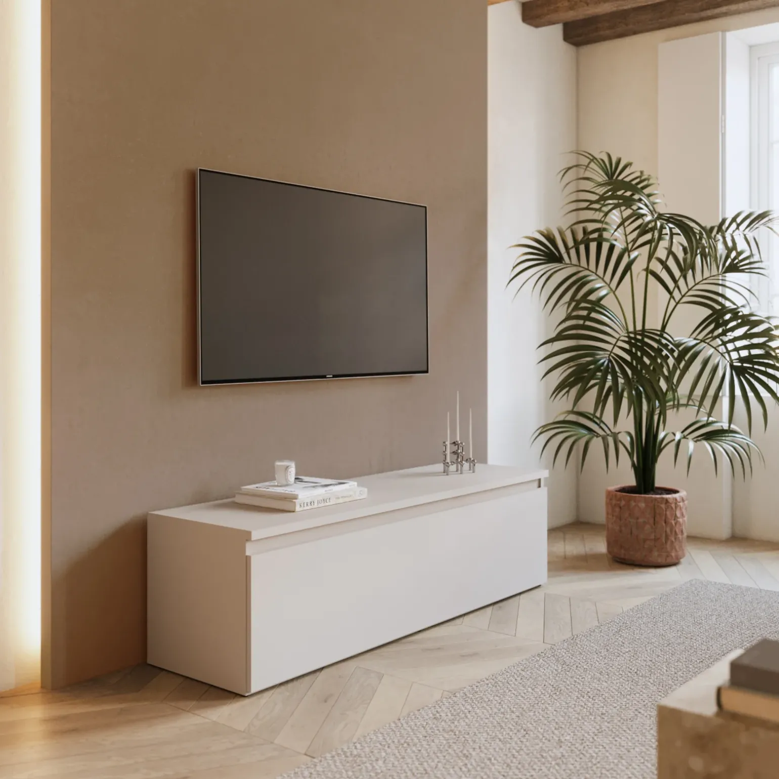 Mobile porta TV 138x40h cm con cassettone beige Sunset