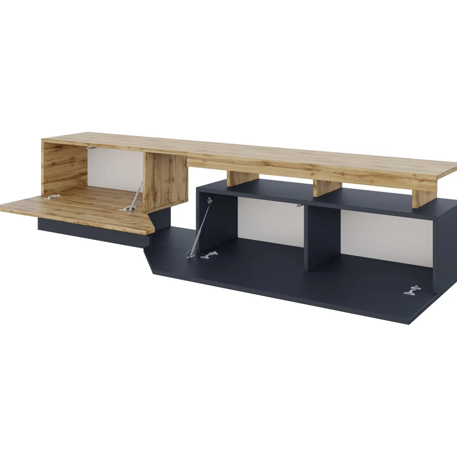 Mobile porta TV 200x47h cm design moderno rovere antracite Modesta