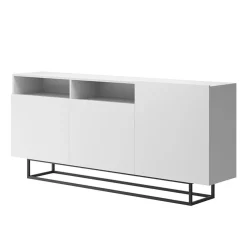 Mobile porta TV 180x80h cm industrial bianco opaco metallo nero Erice Gihome®