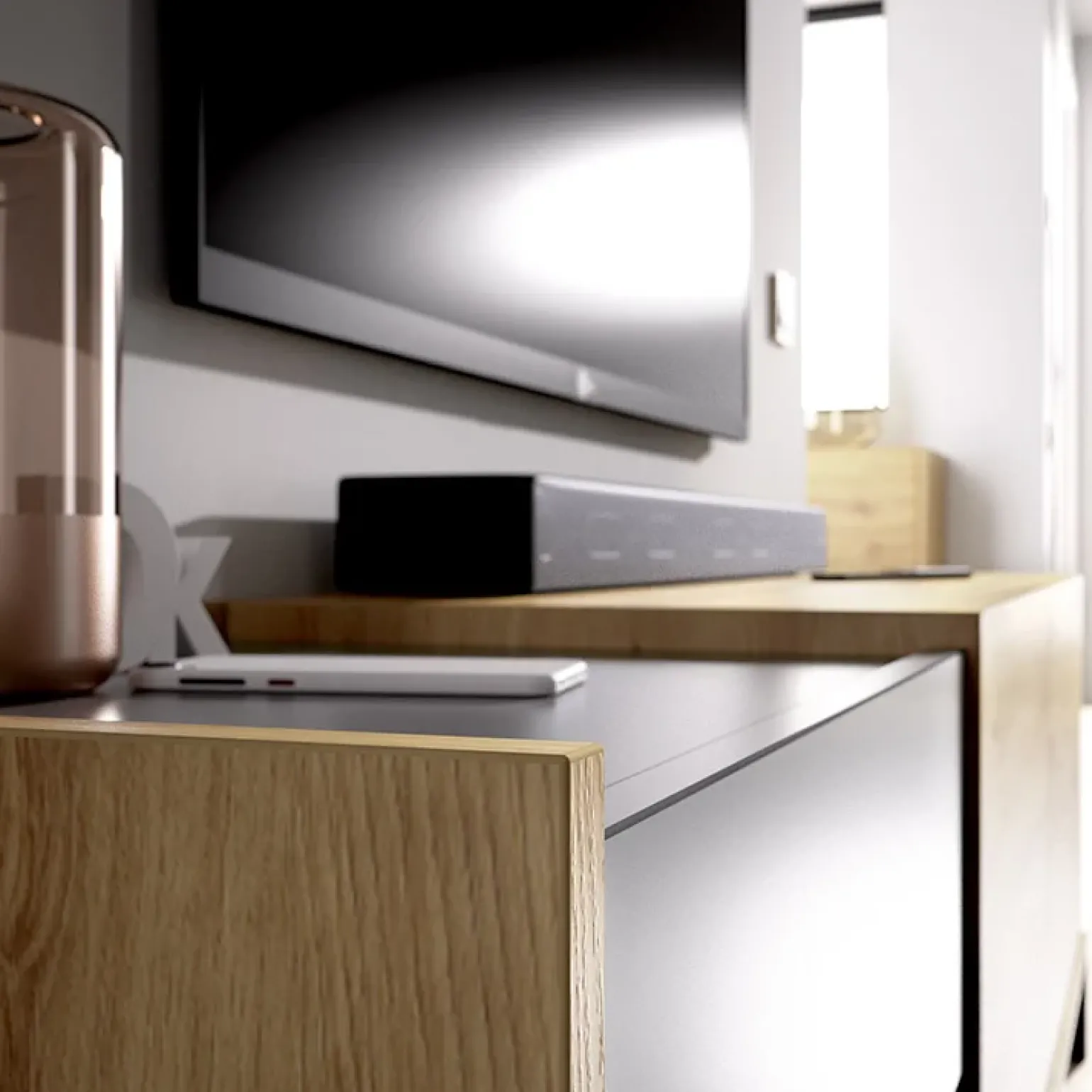 Mobile porta TV 164x49h cm legno rovere grafite German