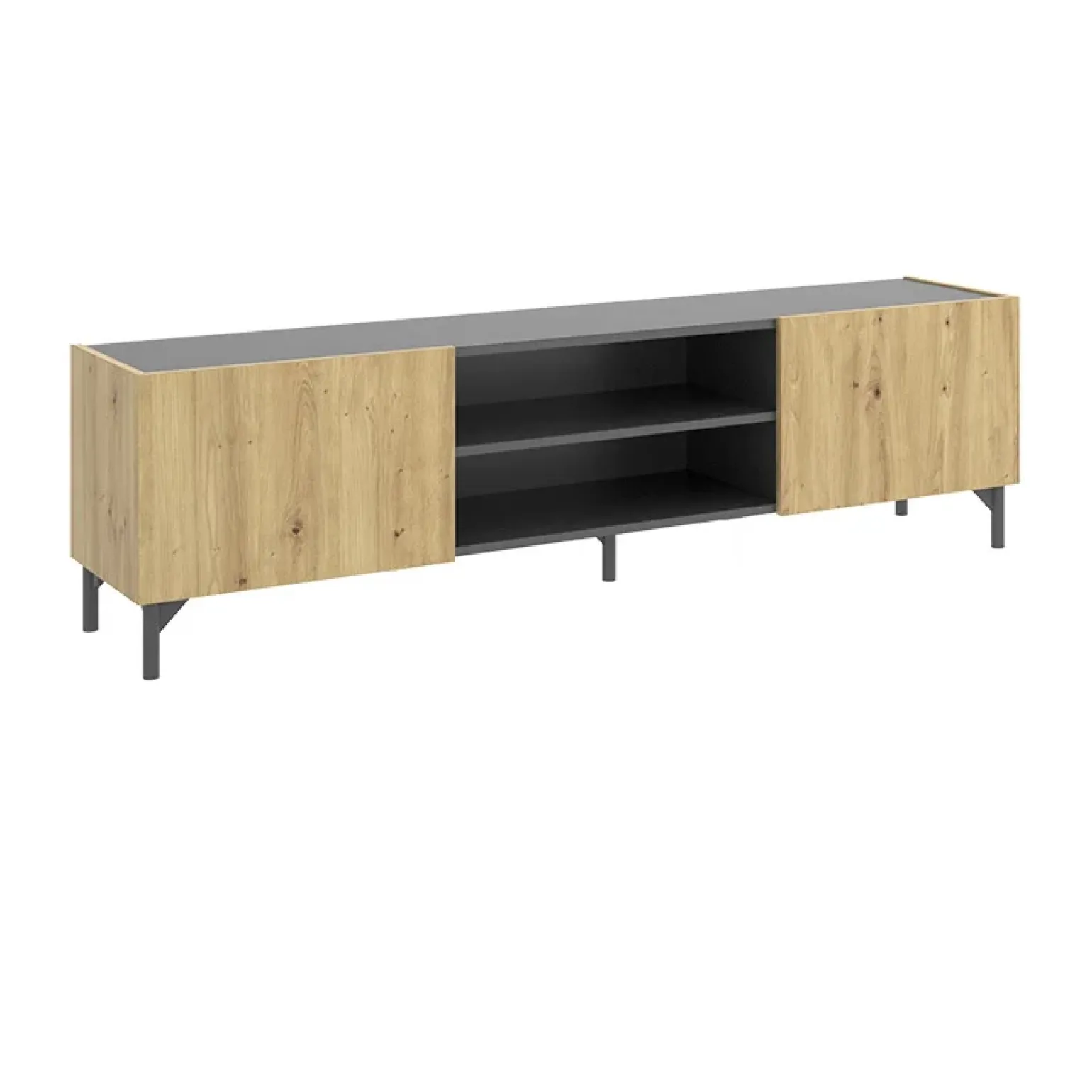 Mobile porta TV 161x45h cm legno rovere grafite Mino