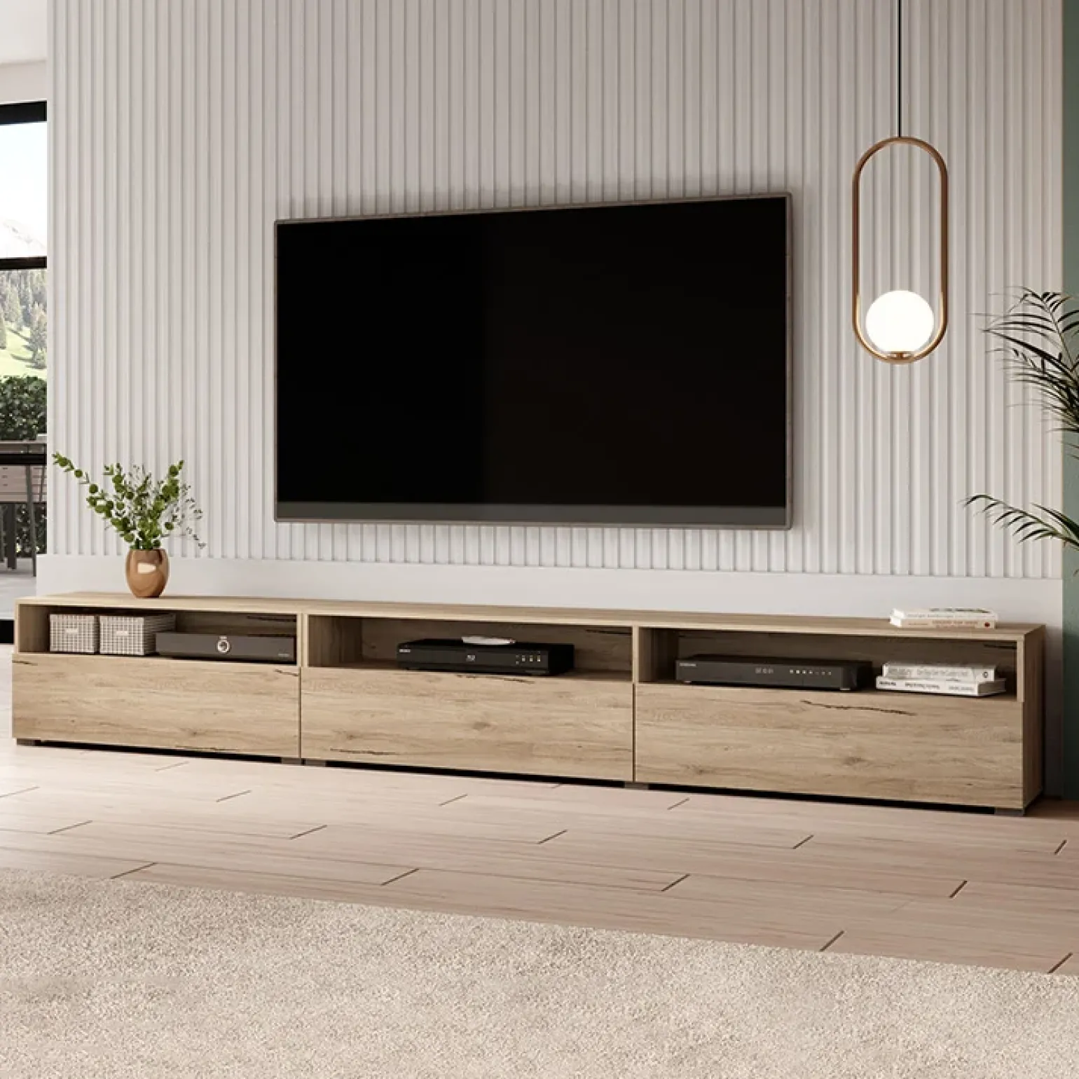 Mobile porta TV 270x42h cm moderno rovere Emotion Gihome®