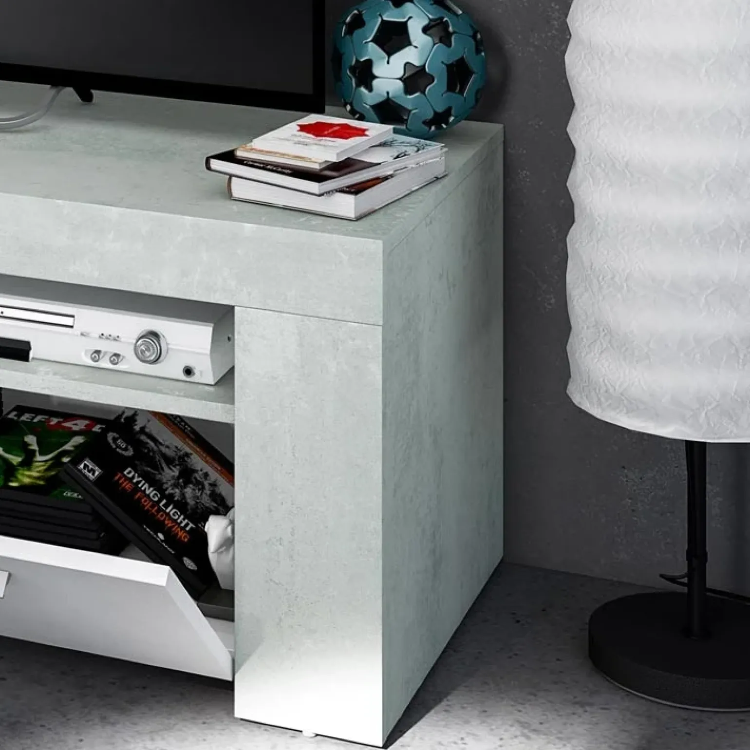 Mobile porta TV 120x40h cm moderno bianco cemento Zante