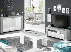 Mobile porta TV 120x40h cm moderno bianco cemento Zante