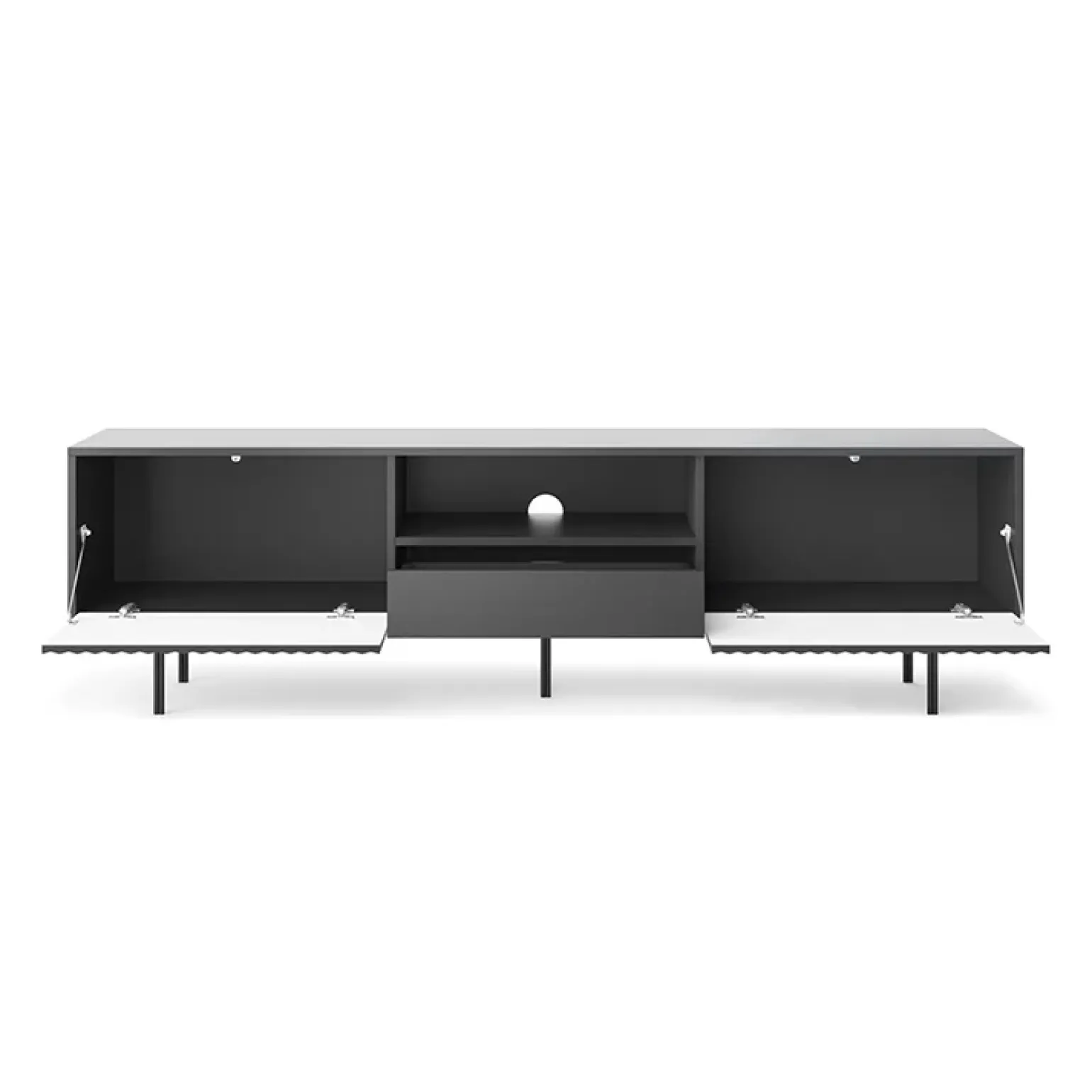 Mobile porta TV 180x51h cm moderno antracite frassinato nero Parigi