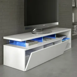 Mobile porta TV 150x43h cm moderno bianco lucido Lumina