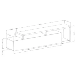 Mobile porta TV 219x52h cm moderno soggiorno rovere nodoso Megan Gihome®