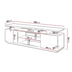 Mobile porta TV 180x56h cm nero lucido Blackburn