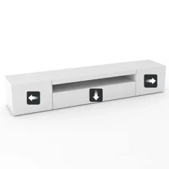 Mobile porta TV 200x37h cm soggiorno bianco laccato lucido Light Big Gihome®