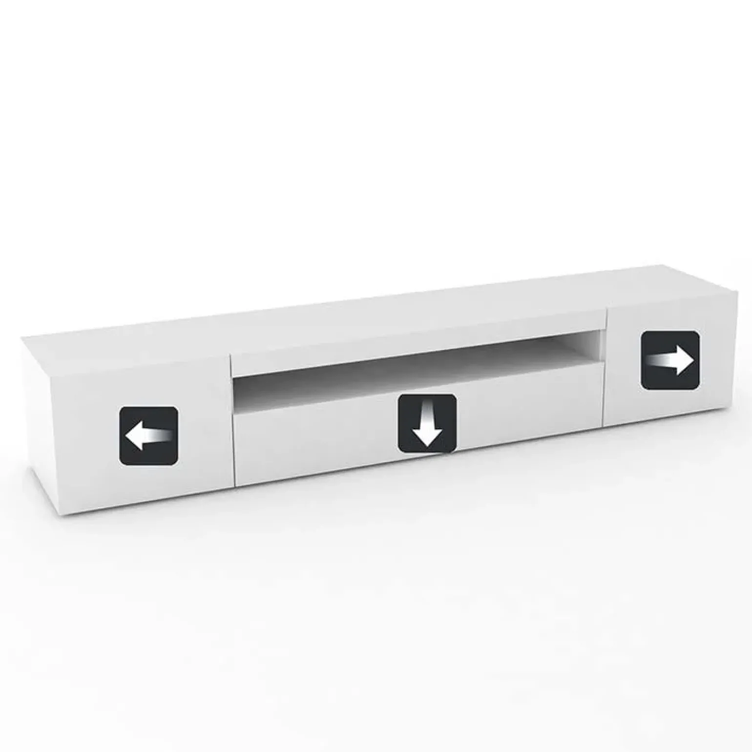Mobile porta TV 200x37h cm soggiorno bianco laccato lucido Light Big Gihome®