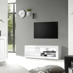 Mobile porta TV 140x56h cm soggiorno bianco lucido Eternity