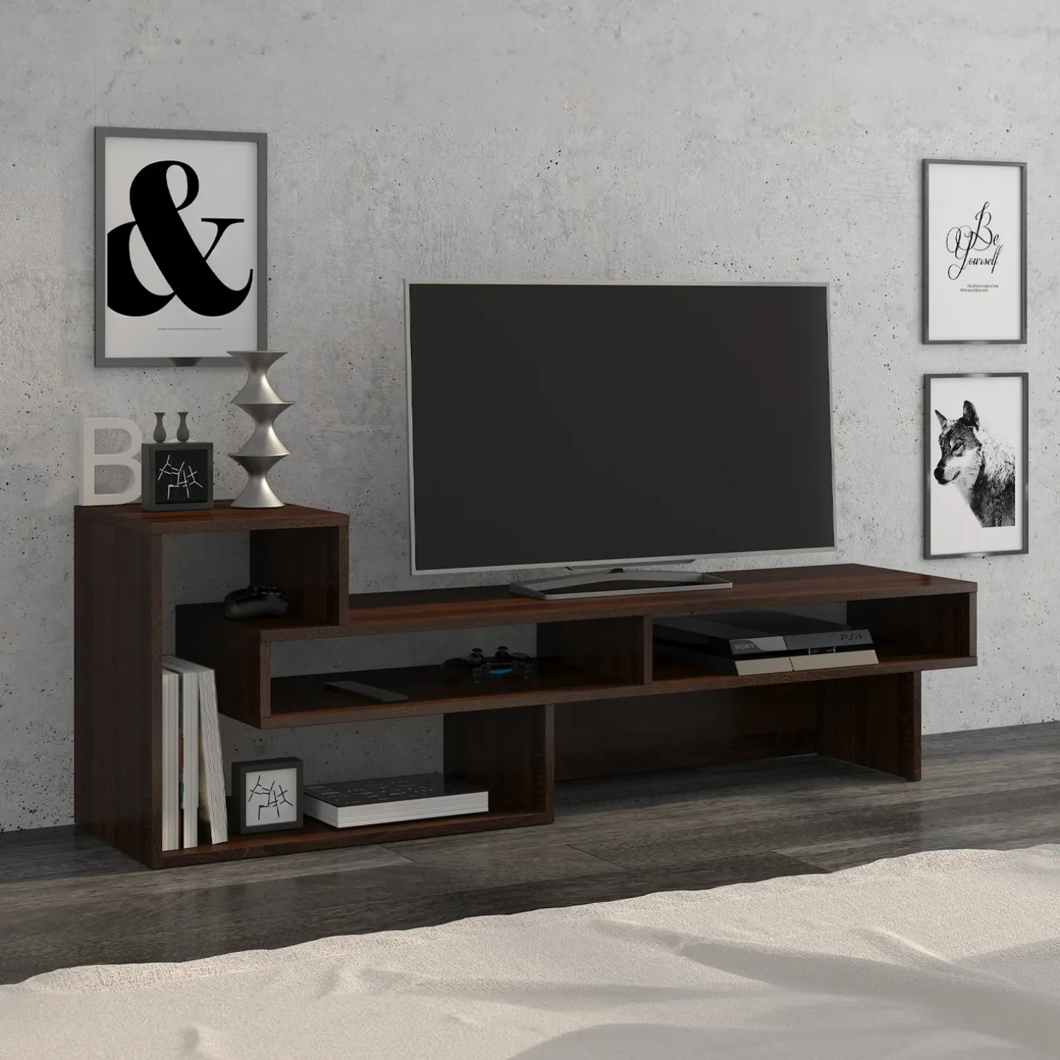 Mobile porta TV 146x49h cm soggiorno rovere scuro Helen
